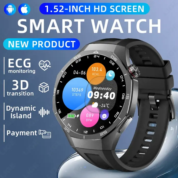 Montre connectée LIGE nouvelle génération avec ECG+PPG, moniteur de fréquence cardiaque Dynamic Isla