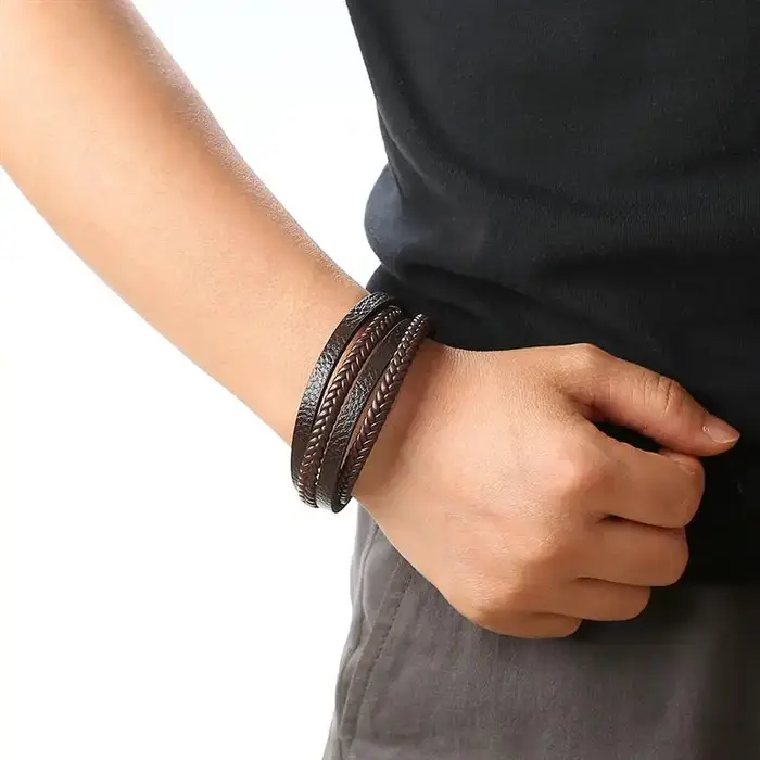 Nouveau Bracelet en cuir tressé pour hommes