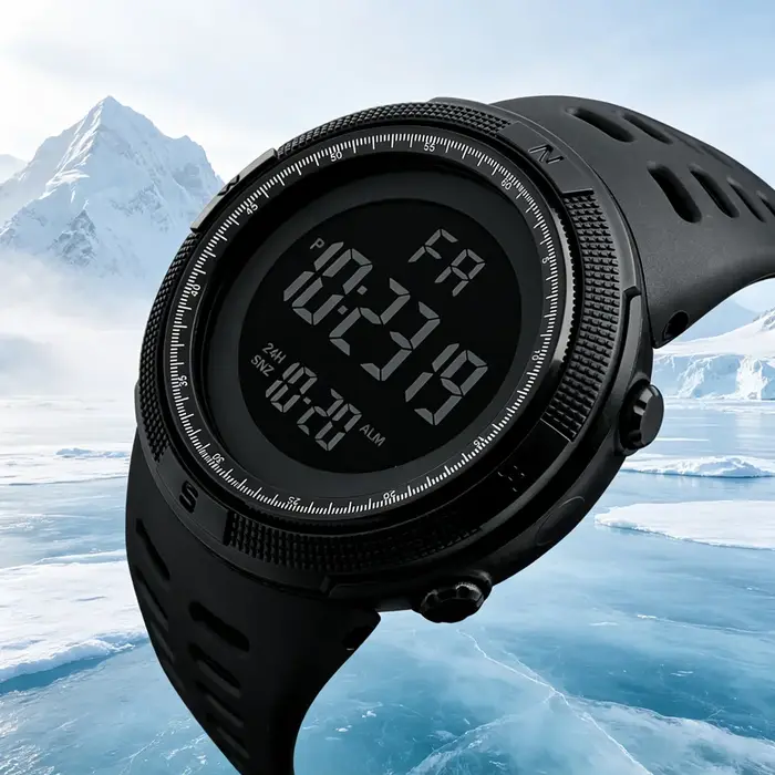 Montre de sport numérique pour hommes, étanche, décontractée, lumineuse, chronomètre, alarme, montre militaire simple pour la course, l'escalade, la pêche