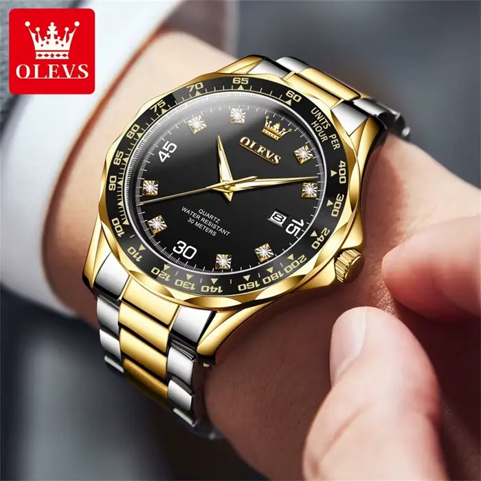 OLEVS 9988 marque de luxe série vert eau fantôme diamant échelle montre étanche pour hommes haut Original Quartz