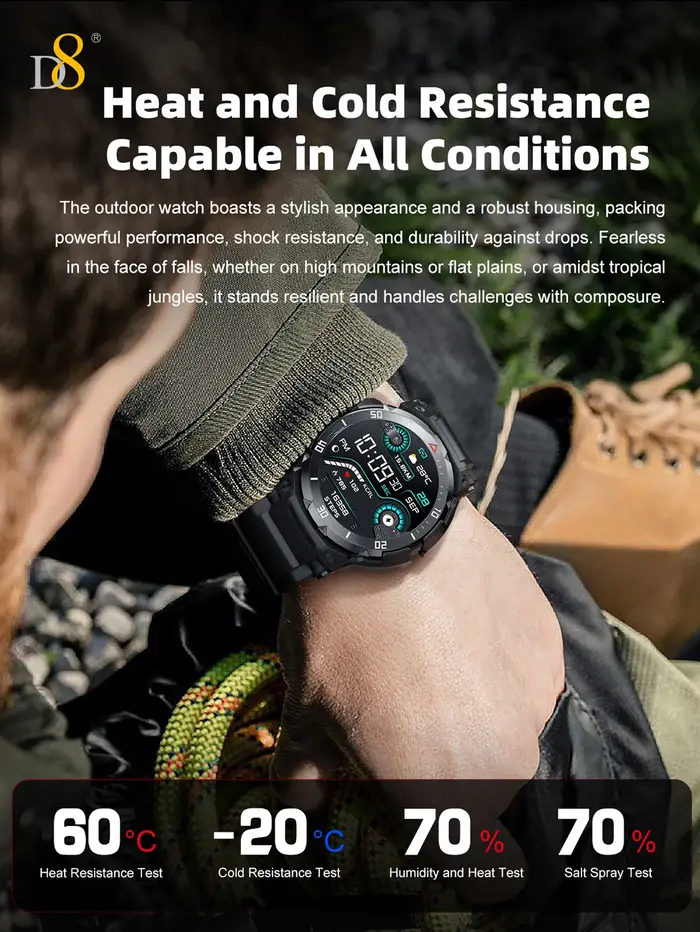 Montre connectée D8 avec écouteurs pour hommes et femmes, écran tactile HD de 1,46 pouces, effets sonores 9D, moniteur de fitness et de sommeil 110+, microphone d'enregistrement