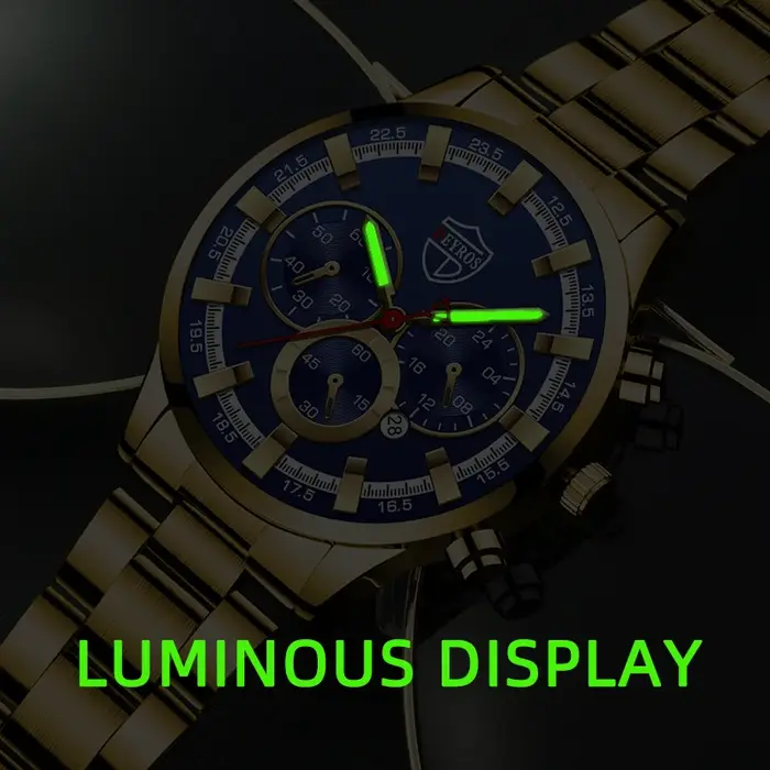 Montre-bracelet à quartz en acier inoxydable pour homme