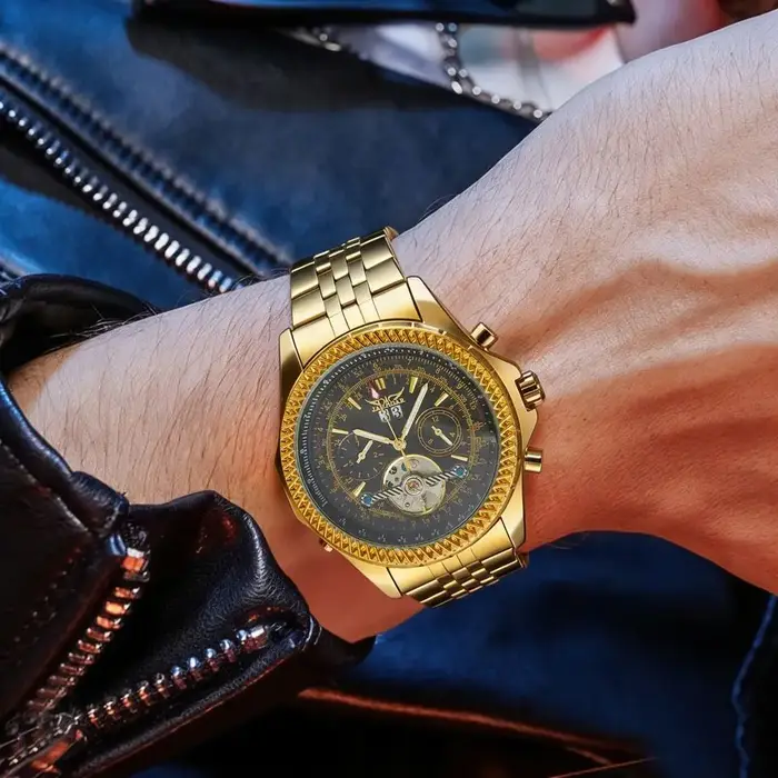 Montres pour hommes JARAGAR Sports, montre mécanique automatique de luxe de marque haut de gamme pour hommes, bracelet en acier inoxydable argenté, montre-bracelet militaire