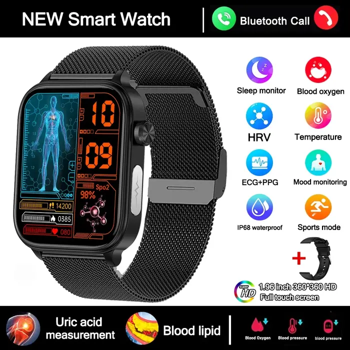 Nouvelle montre connectée 2025 pour hommes et femmes avec surveillance 24h/24 de la santé