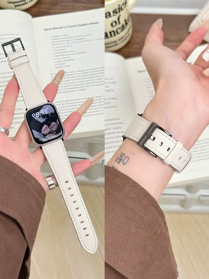 Boucle en cuir pour bracelet de montre Apple pour femmes Sport Correa 38mm 40mm 41mm 42mm 44mm 45mm 46mm 49mm