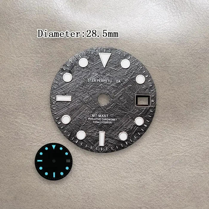  Accessoires de modification de montre de haute qualité : Cadran NH34 en météorite noire de 28