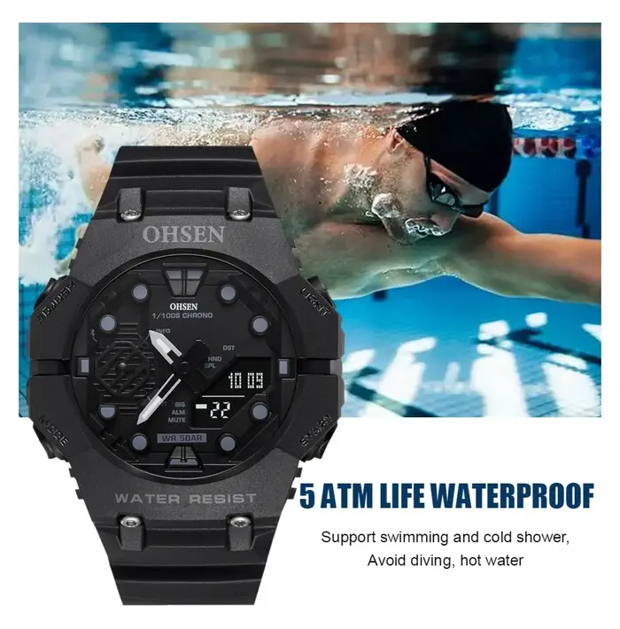 DulMan-Montres numériques étanches pour hommes, montre-bracelet militaire électronique, horloges à quartz pour hommes, heure des touristes, bleu, mode