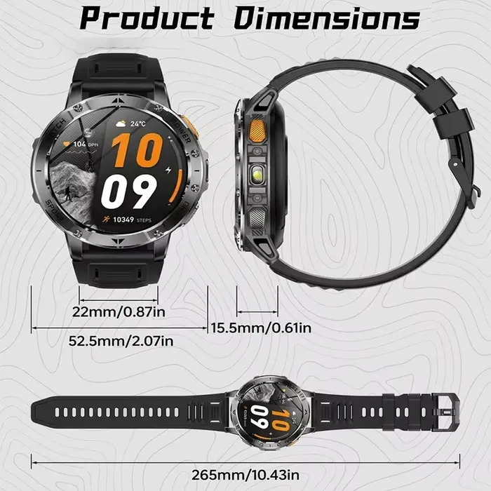 Montre connectée avec écran IPS de 1,7 pouces, batterie de 1400 mAh, étanche IPX8, plus de 120 modes sportifs, SOS, appel LED BT, moniteur de fréquence cardiaque, pour hommes et femmes