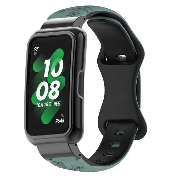 Ensemble 2 en 1 boîtier métallique et bracelet en Silicone gaufré bicolore pour Huawei Watch Band6/7/8/9/10