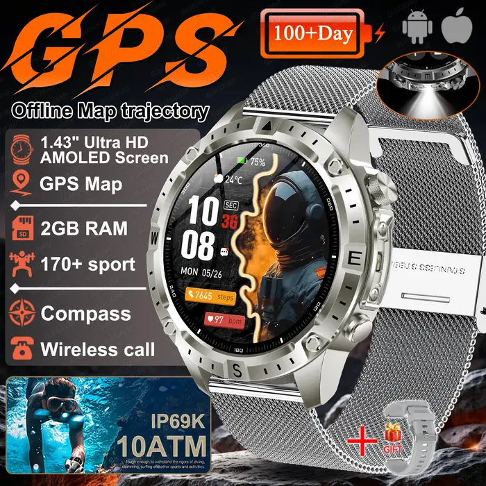 Nouvelle Montre Connectée GPS Extérieur 2026 avec Cartes Hors Ligne