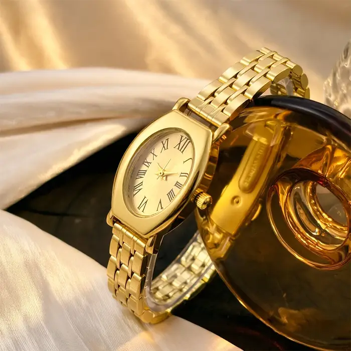 ‌ Montre tendance pour femme - Cadran cylindrique intemporel, bracelet en acier inoxydable, montre vintage pour femme