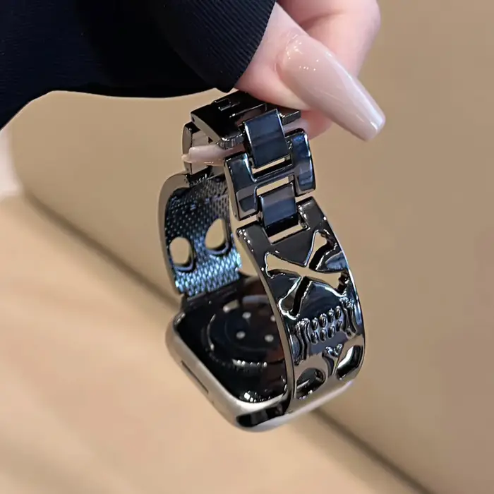Bracelet en métal crâne personnalisé pour Apple Watch 38/40/41/42/44/45/46mm