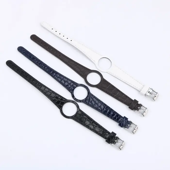 Bracelet de montre en cuir de crocodile avec boucle en acier argenté