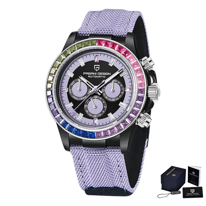 PAGANI DESIGN PD-1732 montre mécanique automatique 40MM V2 cercle arc-en-ciel montre-bracelet multifonction pour hommes saphir 100M étanche