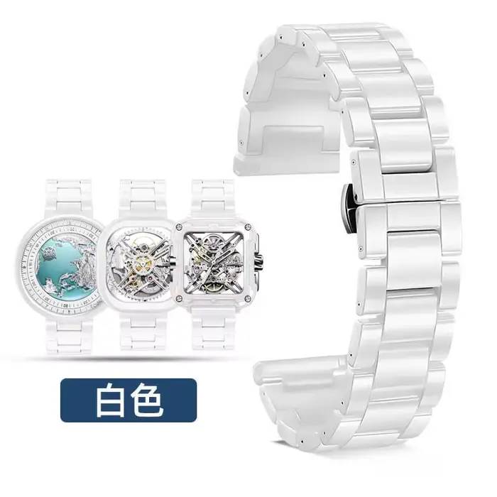 Bracelet de montre en céramique pour montre mécanique design CIGA, en forme de baril, 22mm, étanche,