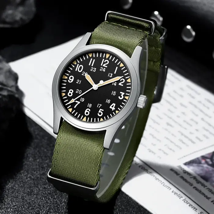 Montre à Quartz VH31 pour hommes militaire robuste champ extérieur 100M étanche avec verre saphir lumineux acier