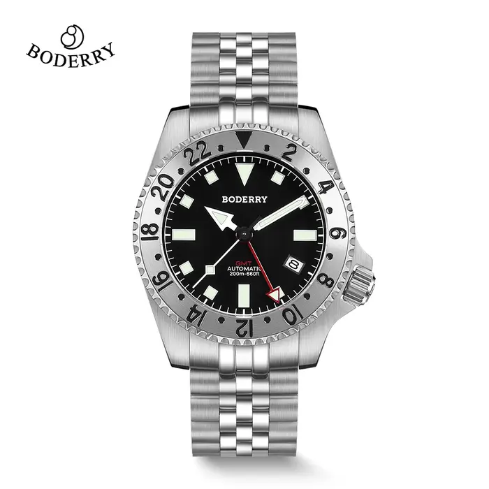 Boderry Bronze GMT montre plongeur ADMIRAL montres automatique pour Seiko NH34 mouvement 200M montre
