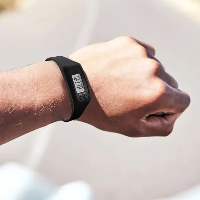 Podomètre LED Bracelet compteur de calories au poignet affichage de l'heure 12/24H