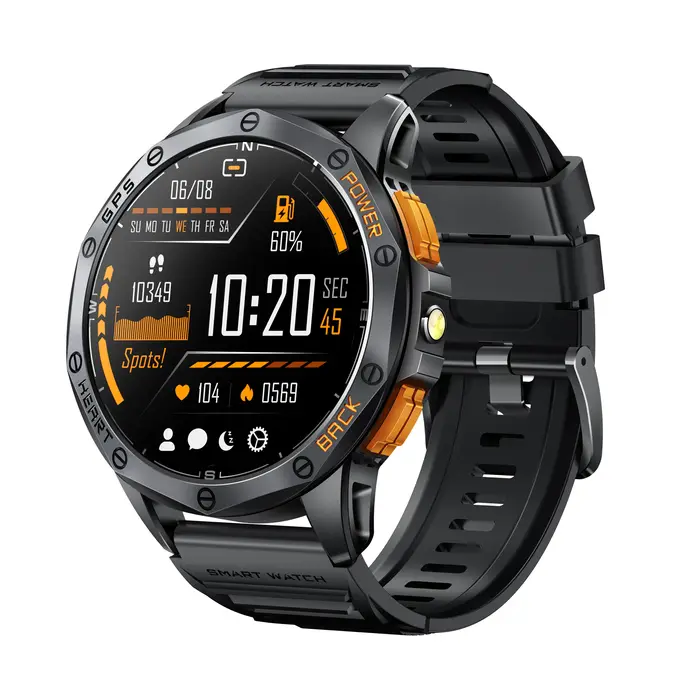 Boussole GPS montre-bracelet K67 1.43 pouces AMOLED Super grand écran avec lampe de poche LED survei