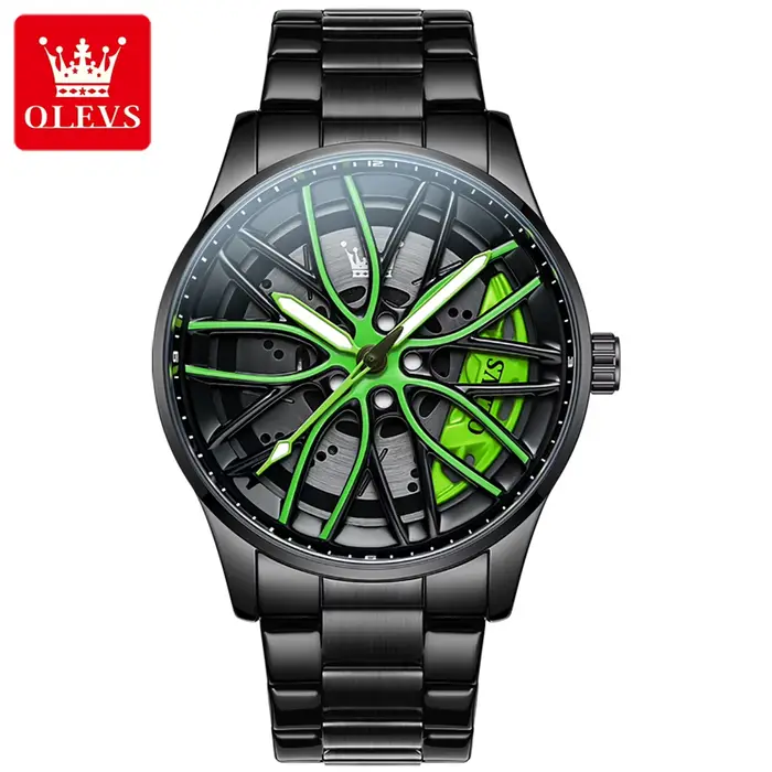OLEVS Sport hommes montres mode Rotation roue cadran Style de rue étanche lumineux Original luxe montre à Quartz