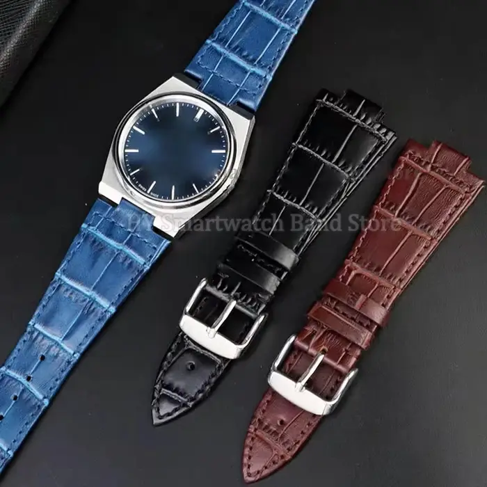 Bracelet de montre en cuir véritable pour hommes