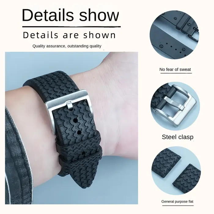21mm 23mm pour Chopard MILLE MIGLIA 168619 modèle de bande de roulement de pneu de course bracelet de montre en caoutchouc fluoré bracelet de Style de course