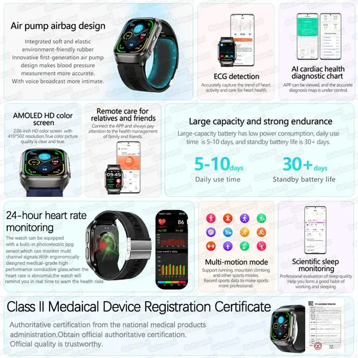 Nouvelle montre intelligente 2026 avec pompe à air