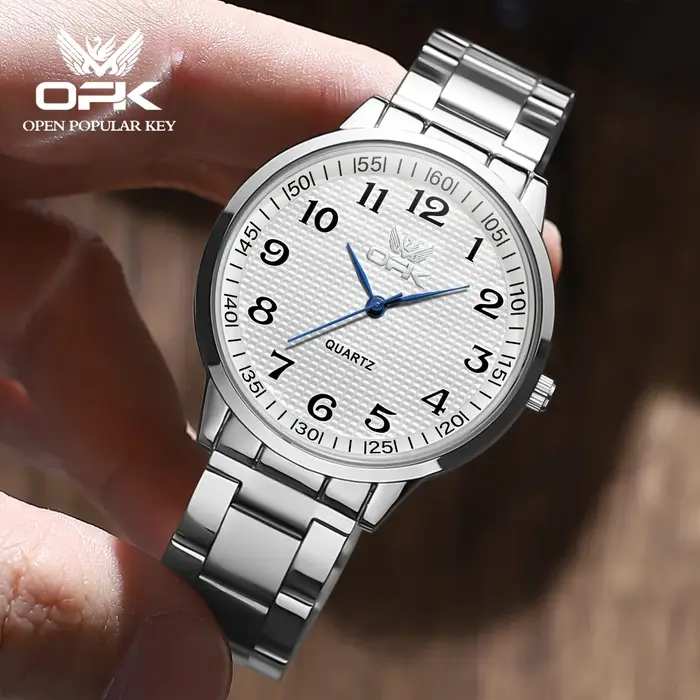 Montres pour hommes OPK 6008 en acier inoxydable doré, cadran à carreaux avec échelle romaine, montre pour homme