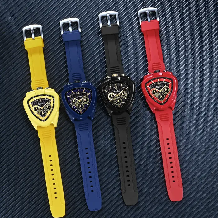 Montre pour homme YaLaLuSi : montre-bracelet à quartz résistante à l'eau avec cadran triangulaire