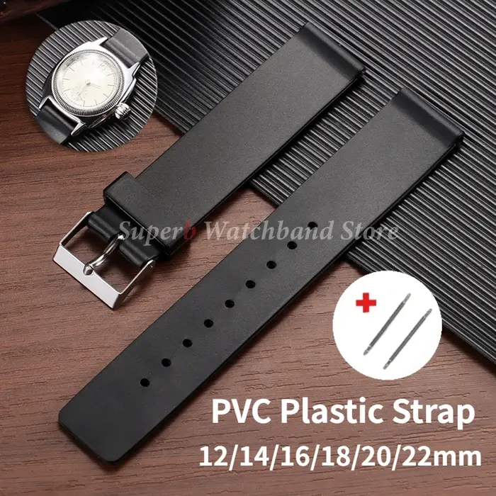 Bracelet de montre en plastique PVC 12mm 14mm 16mm 18mm 20mm 22mm