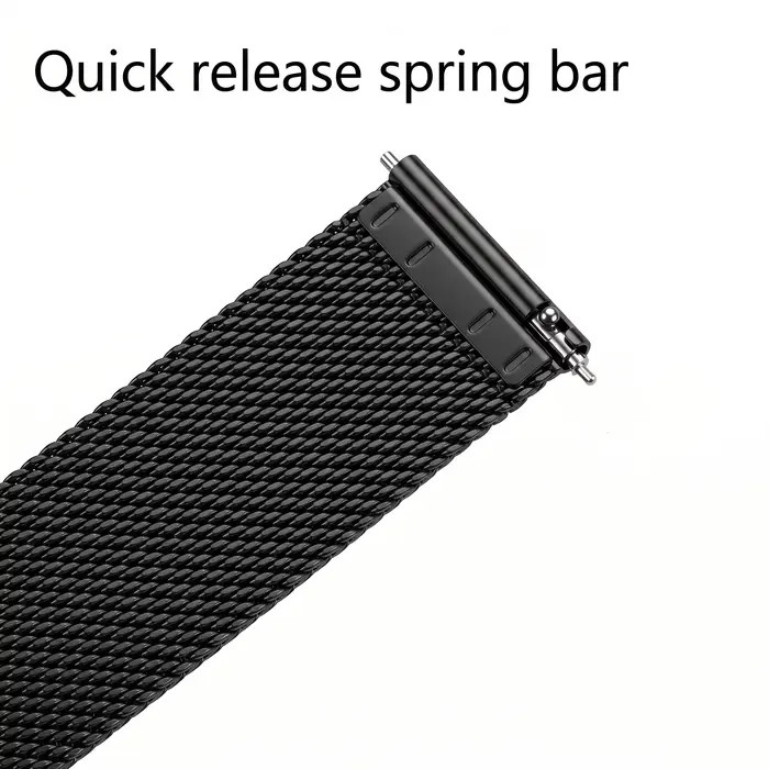Bracelet de montre en maille milanaise 16 18 20 22 mm avec fermoir double-poussoir, bracelet argenté et noir compatible avec les montres connectées Samsung Huawei