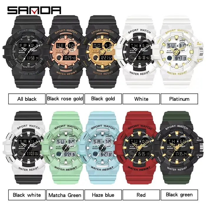 SANDA blanc sport hommes montres haut de gamme de luxe militaire montre à Quartz étanche