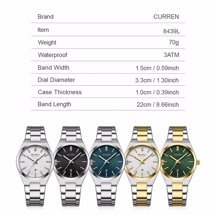 Montre Curren 8439L Luxury Gold Green pour femme