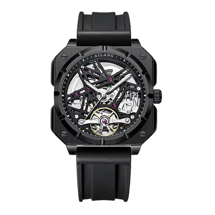 Nouvelle Montre Homme 2026 Tendance Noire Étanche Automatique Mécanique avec Aiguilles Lumineuses Br