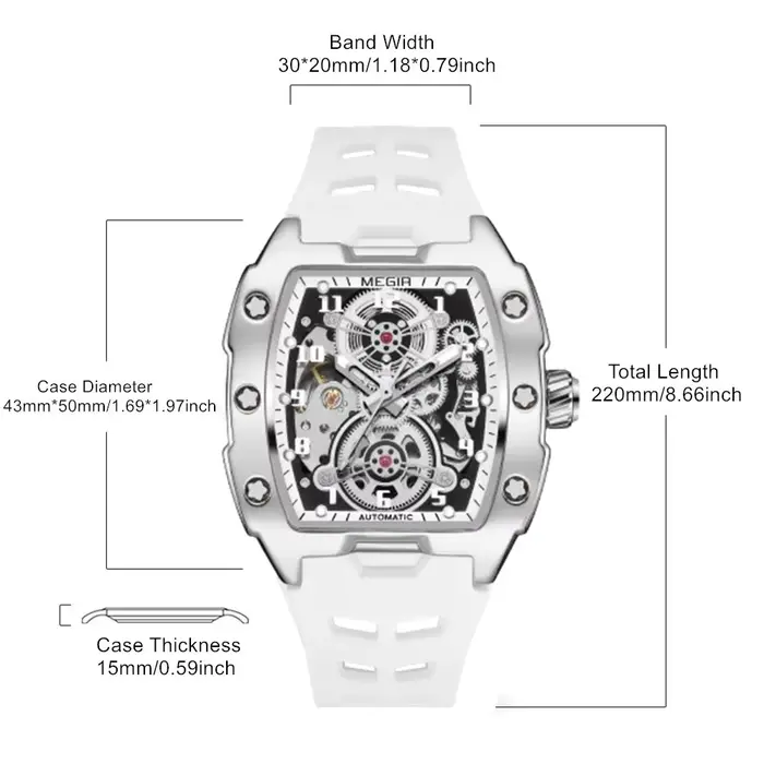 MEGIR marque mode montre mécanique pour hommes Sport évidé automatique montre-bracelet lumineux étanche horloge Reloj Hombre 8602