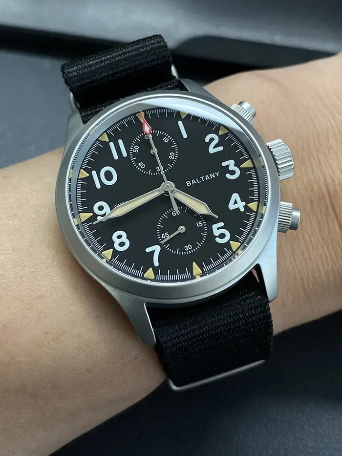 Montre à quartz chronographe pilote vintage pour homme