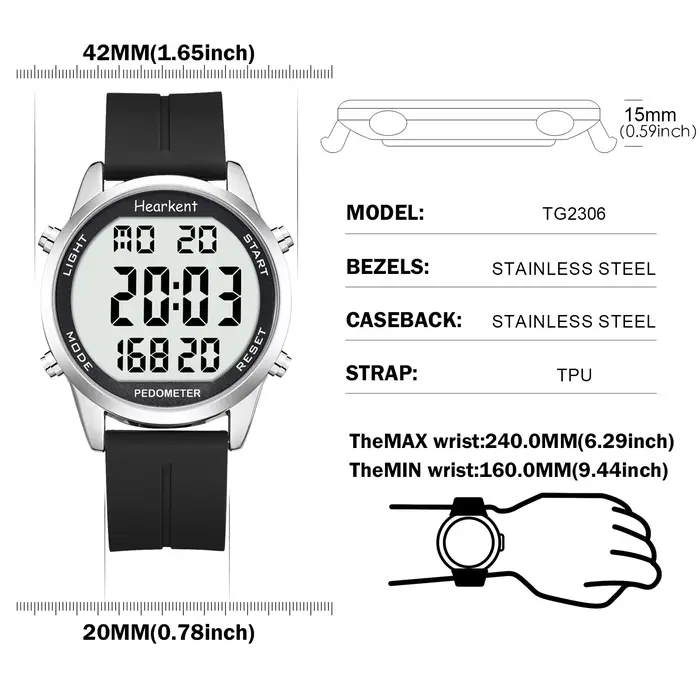 Hearkent podomètre montre hommes/femmes Sports de plein air montres étape compteur de calories rétro-éclairage LED pour traqueur de marche pas de Bluetooth
