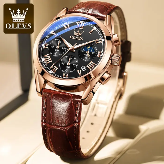 Montre à quartz chronographe étanche pour homme