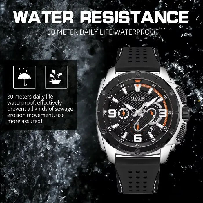 Montres de sport à quartz chronographe MEGIR pour hommes