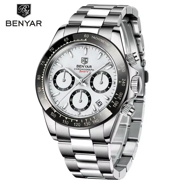 BENYAR 2026 nouveaux hommes montre 40mm montre-bracelet à Quartz classique de luxe chronographe en acier inoxydable