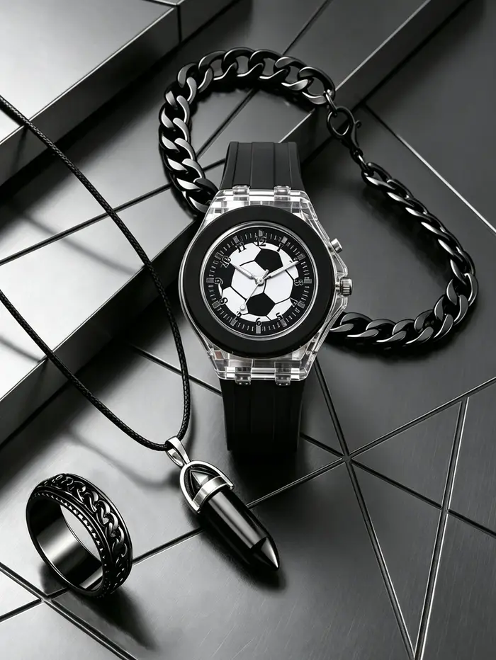Ensemble de montres-bracelets pour enfants, noir et blanc, lumineux, à la mode, décontracté, polyval