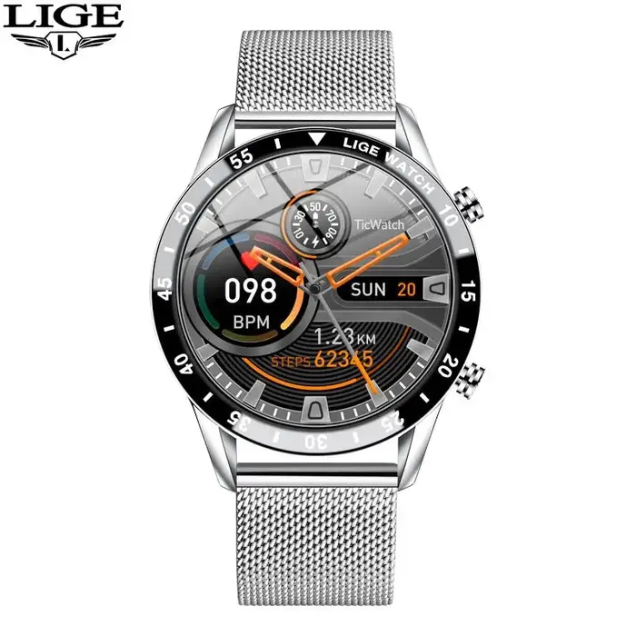 LIGE-Montre intelligente étanche pour homme, écran tactile cercle complet, appel Bluetooth, activité