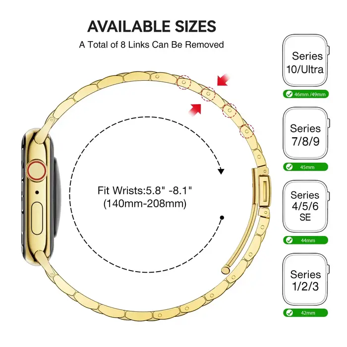 Bracelet de montre fin en acier inoxydable pour femmes