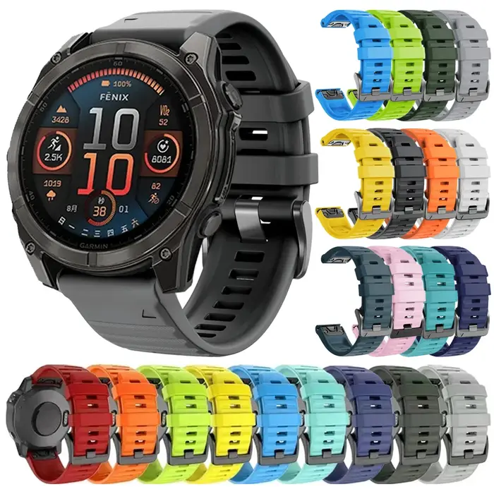 Bracelet de montre sport 26/22 mm pour Garmin Fenix 8 E 6X GPS 6 5X 5 7X 7/Epix Pro/Tactix 8/MARQ/instinct 2X Solar Quickfit en caoutchouc