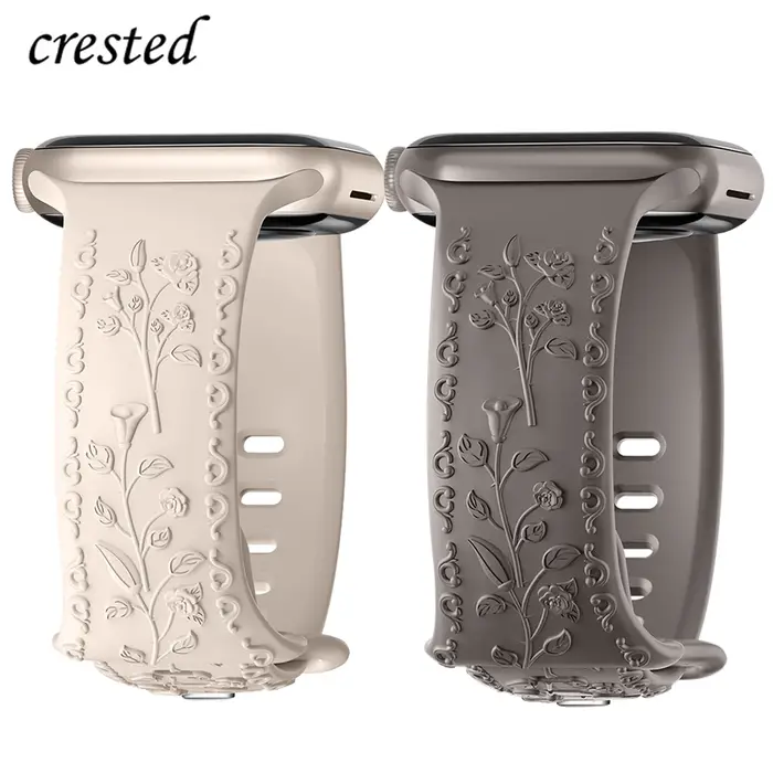 Bracelet gravé de fleurs pour Apple Watch