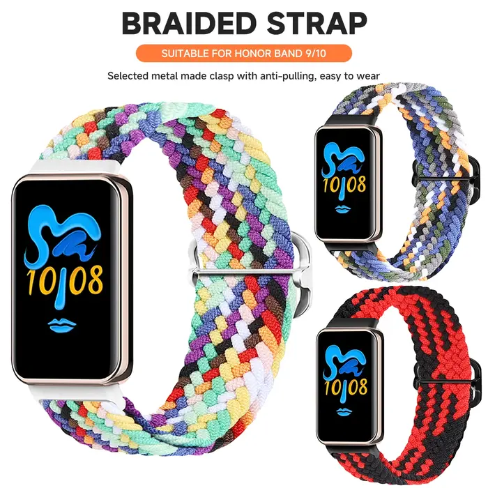 Bracelet élastique en nylon tressé pour bracelet Honor Band 10