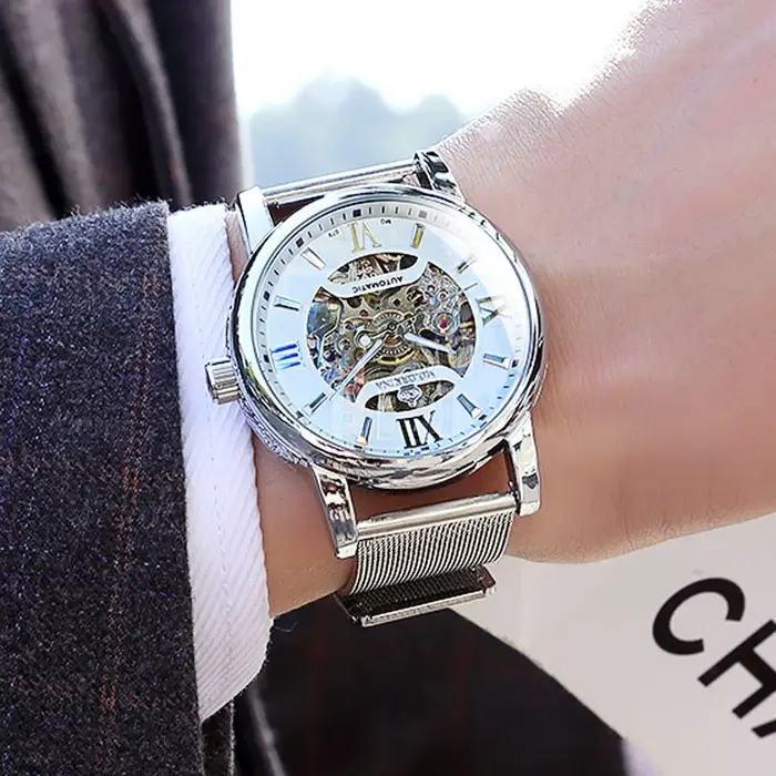 Montres mécaniques squelette dorées ORKINA pour hommes, marque de luxe, bracelet en cuir marron, Relogio Masculino Zegarek Meski