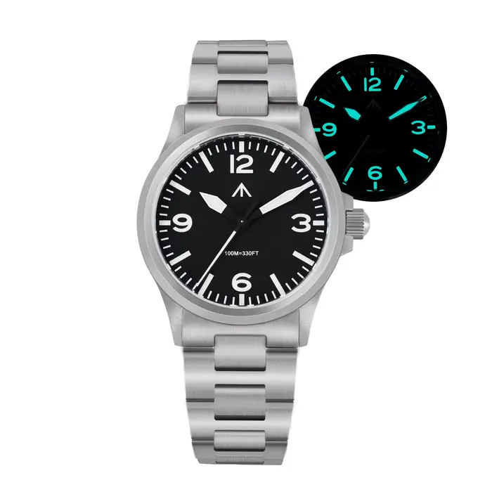 MILITADO ML18 36mm montre VH31 balayage deuxième mouvement à Quartz 316L acier saphir BGW9 Lume 100M étanche montre-bracelet pour hommes