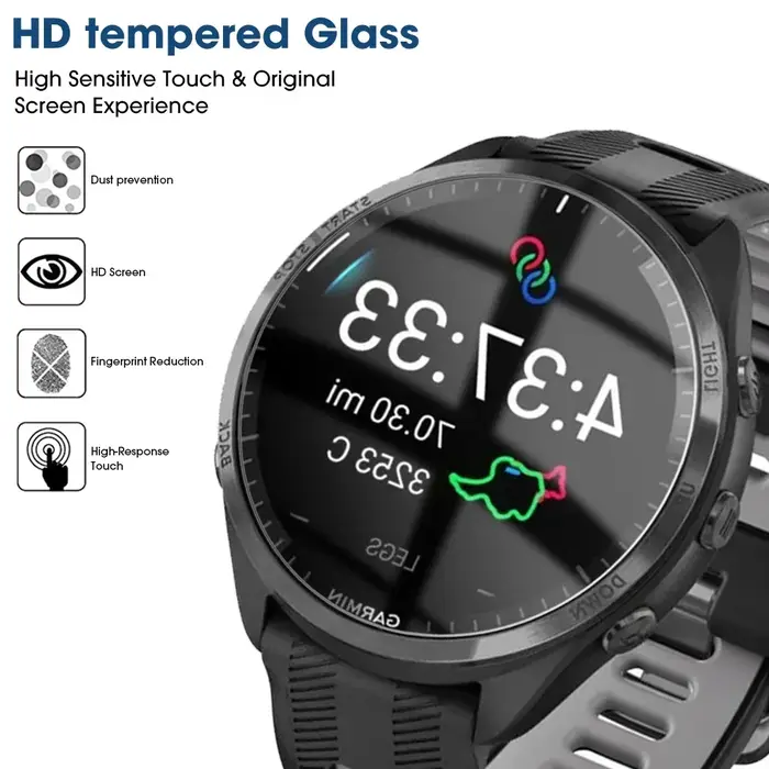 Protecteur d'écran de montre en verre trempé, Film en verre anti-rayures pour Garmin Forerunner 965 955 945 935 735XT 165 265 255 265S 255S