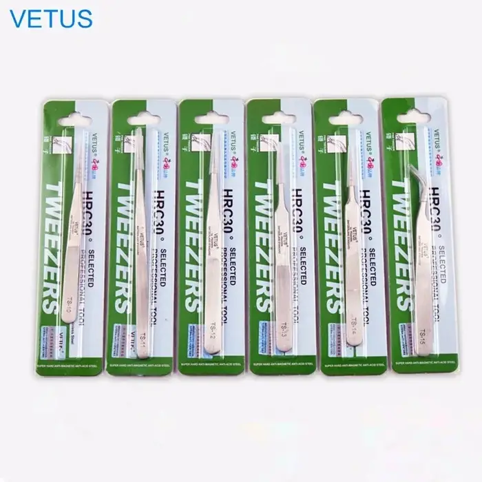 VETUS-Pince à épiler en acier inoxydable, série TS originale, anti-leges, montre, outil de réparation de téléphone portable avec étiquette de sécurité
